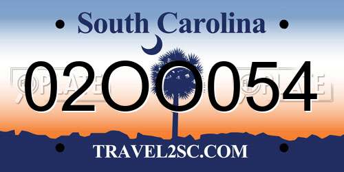 02OO054 South Carolina License Plate