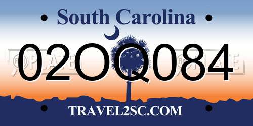 02OQ084 South Carolina License Plate