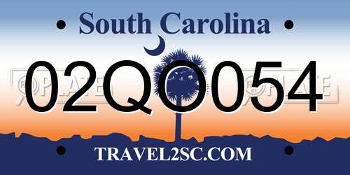 02QO054 South Carolina License Plate