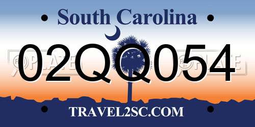 02QQ054 South Carolina License Plate