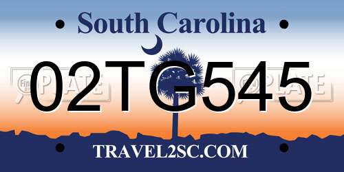 02TG545 South Carolina License Plate