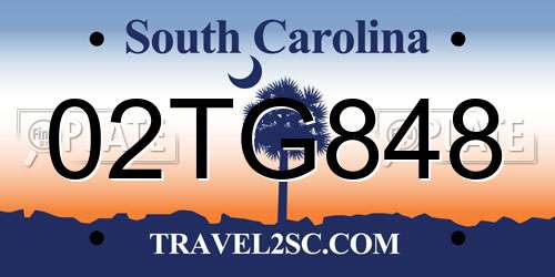 02TG848 South Carolina License Plate