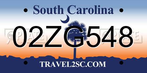 02ZG548 South Carolina License Plate