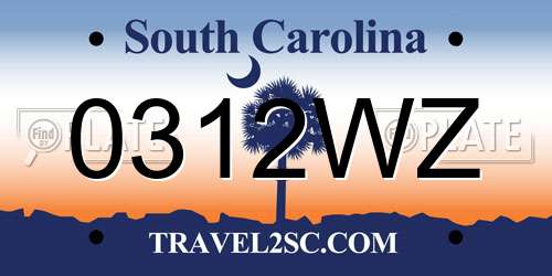 0312WZ South Carolina License Plate