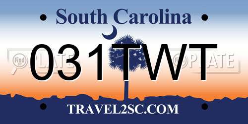 031TWT South Carolina License Plate