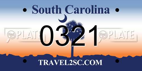 0321 South Carolina License Plate