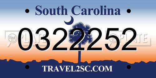 0322252 South Carolina License Plate