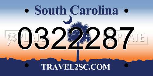 0322287 South Carolina License Plate
