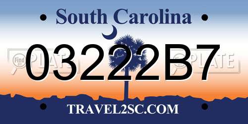 03222B7 South Carolina License Plate