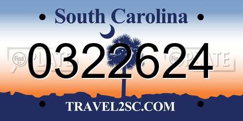 0322624 South Carolina License Plate