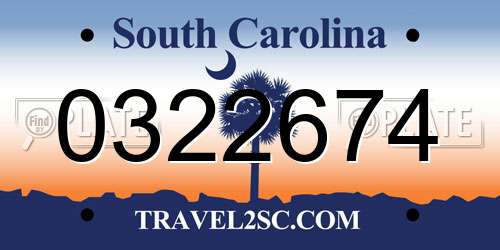 0322674 South Carolina License Plate