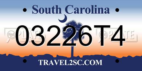 03226T4 South Carolina License Plate