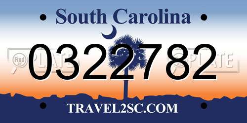 0322782 South Carolina License Plate