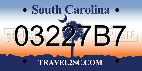 03227B7 South Carolina License Plate