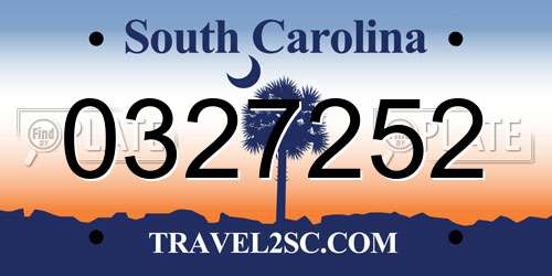 0327252 South Carolina License Plate