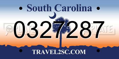 0327287 South Carolina License Plate