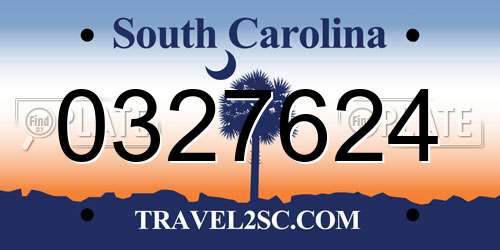 0327624 South Carolina License Plate