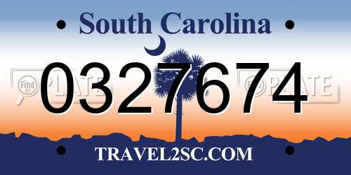 0327674 South Carolina License Plate