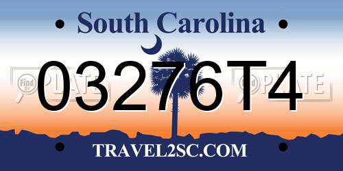 03276T4 South Carolina License Plate