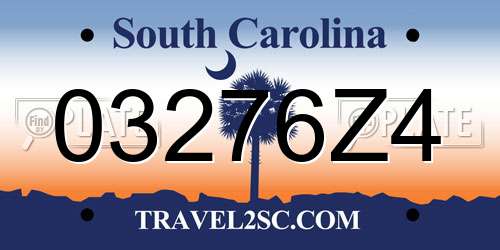 03276Z4 South Carolina License Plate