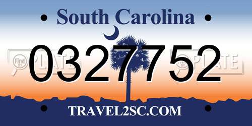 0327752 South Carolina License Plate