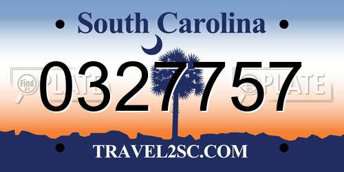 0327757 South Carolina License Plate