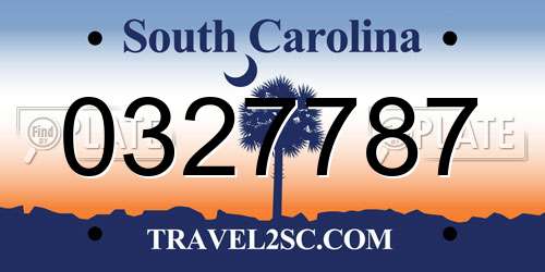 0327787 South Carolina License Plate