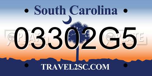 03302G5 South Carolina License Plate
