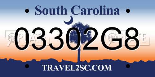 03302G8 South Carolina License Plate