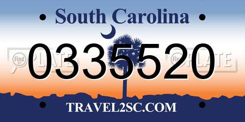 0335520 South Carolina License Plate