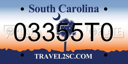 03355T0 South Carolina License Plate