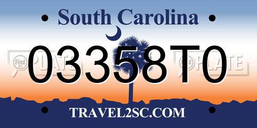 03358T0 South Carolina License Plate