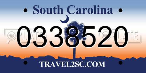 0338520 South Carolina License Plate
