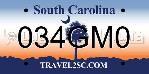 034GM0 South Carolina License Plate