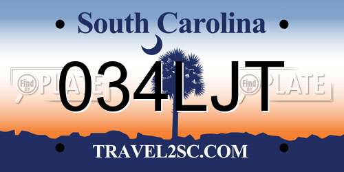 034LJT South Carolina License Plate