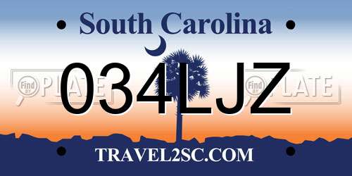 034LJZ South Carolina License Plate