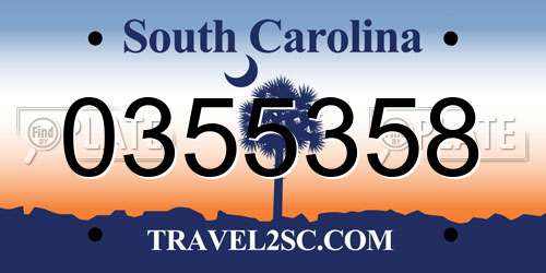 0355358 South Carolina License Plate