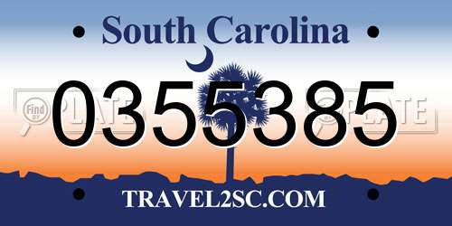 0355385 South Carolina License Plate