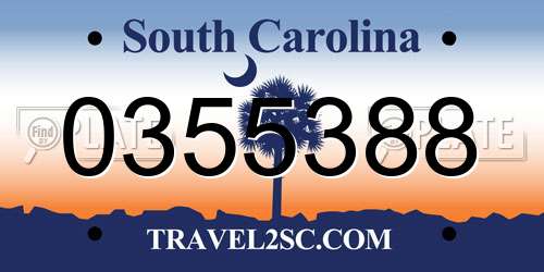 0355388 South Carolina License Plate