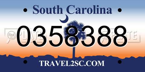 0358388 South Carolina License Plate