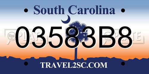 03583B8 South Carolina License Plate