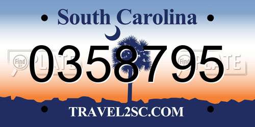 0358795 South Carolina License Plate