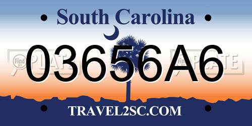 03656A6 South Carolina License Plate
