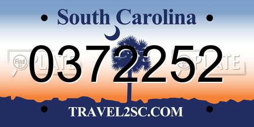 0372252 South Carolina License Plate