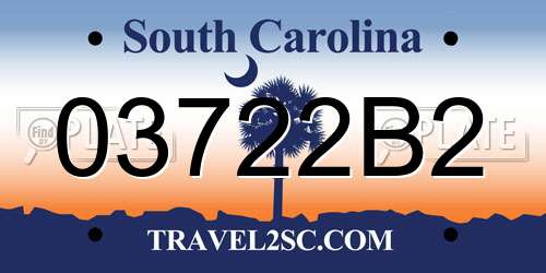 03722B2 South Carolina License Plate