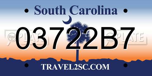 03722B7 South Carolina License Plate