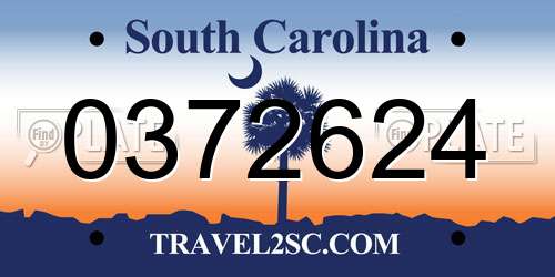 0372624 South Carolina License Plate