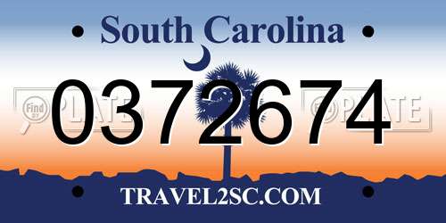 0372674 South Carolina License Plate