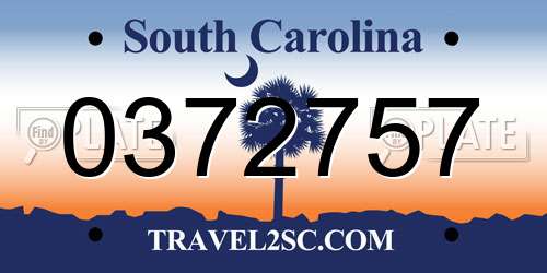 0372757 South Carolina License Plate