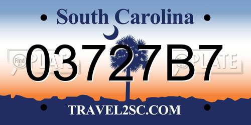 03727B7 South Carolina License Plate